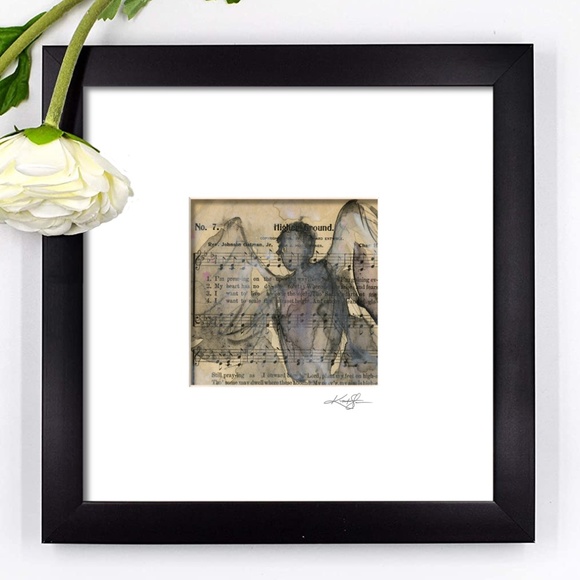 Original Angel watercolor art painting on an antique Gospel Hymn Book page - Picture 1 of 9